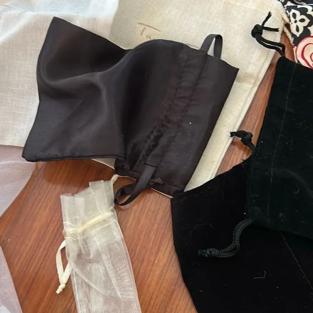 Lot of 15 jewelry bags sheer and velvet canvas